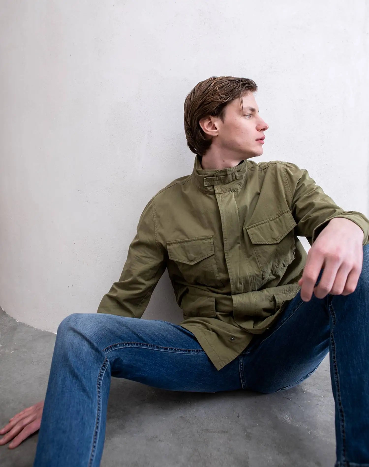 Adjustable Drawstring Imperio Shop Winter Casual Men's Military Green Size M Turtleneck Breathable Regular Sleeve Jacket