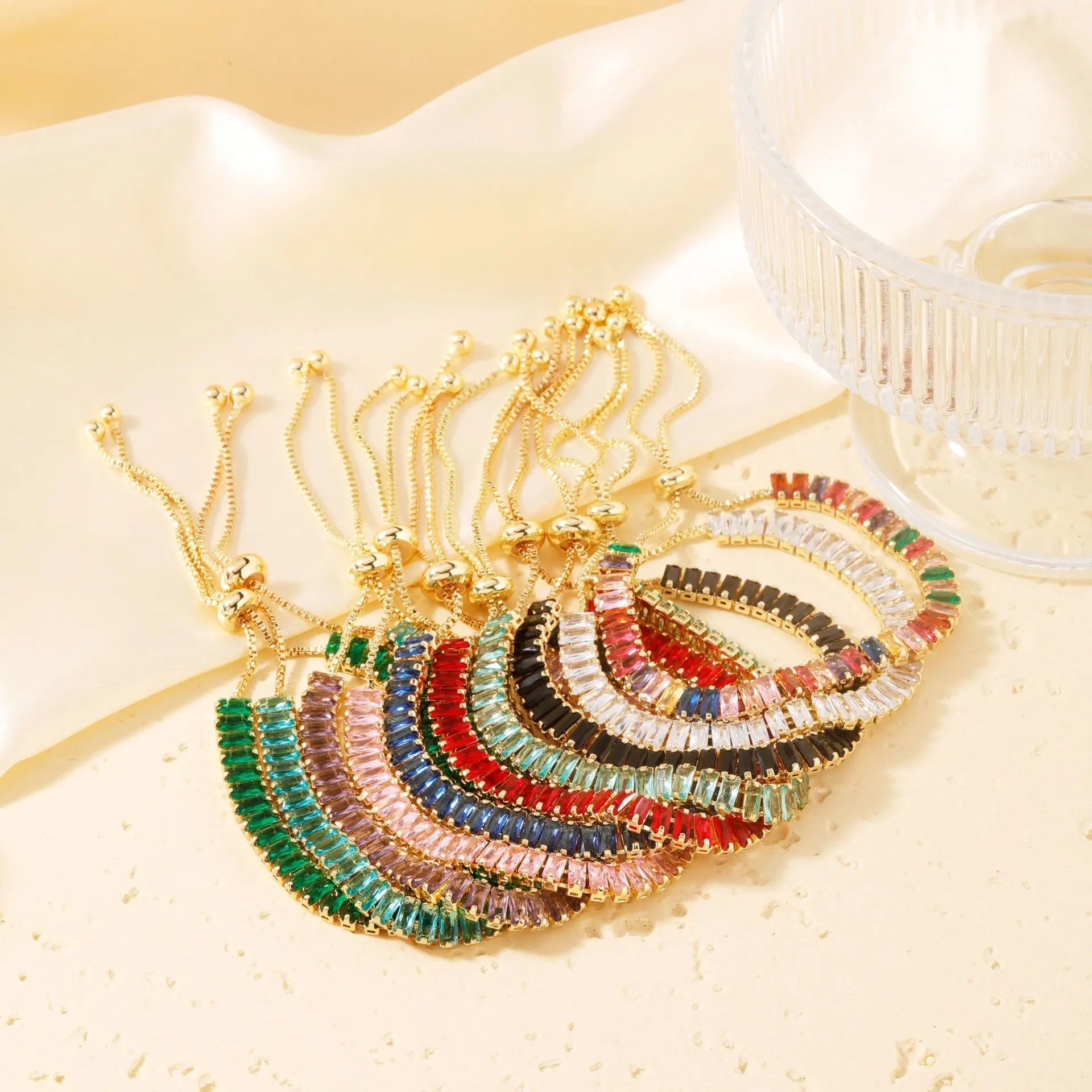 Wholesale Sming Hot Selling Fashion Gold Plated Charm Bracelets Shiny Colorful Zircon Party Jewelry for Men Women