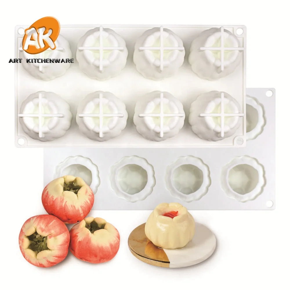 AK 3D Pomegranate Shaped Silicone Cake Decorating Molds Steamed Bun Shaped Mousse Cake Molds Fruit Ice Cream Mold for Bakery