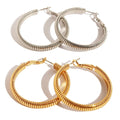 Fashion Trendy Classic Brass 18K Gold Plated Spring Threaded Large Hoop Earrings Unisex Customized Factory Wholesale