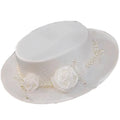 custom New Retro Women woman White Flat Top UV protection Floral Church Sun Hats Kentucky Derby Ladies Wedding Hat for Bride