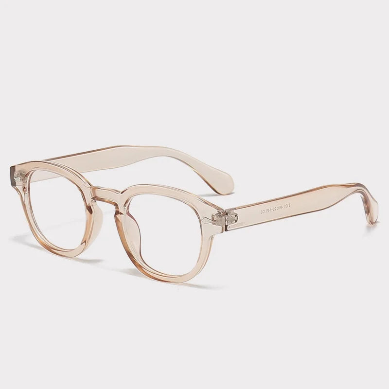 Unisex Retro Rivet Round Frame Optics Glasses Anti Blue Light PC Material for Reading Myopia Degrees
