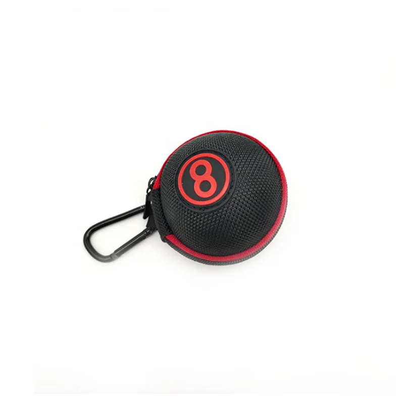 Red and Black 1680D Fabric Clip-On Cue Ball Case for Pool Snooker & Billiard 2 1/4" Fit Bag Attachable Storage