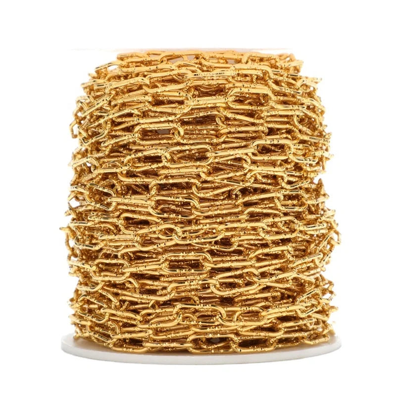 7*17mm 1.6mm Long O Middle Embossed Chain 18k Plated Fashion Necklace Find Jewelry Making Accessories