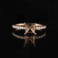 Abiding High Grade 9K 10K 14K Solid Gold Unset Stone Blank Ring Half Pave Semi Mount Ring Setting for Princess Cut 6MM