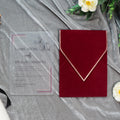 Party Favors New Arrival Luxury Frosted Acrylic Wedding Invitation Card with Velvet Envelope Pocket