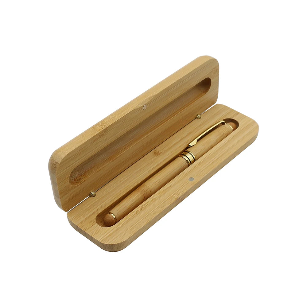 BECOL Wholesale Eco-friendly Luxury Business Gift Pen Set Natural Bamboo Wood Roller Pen Set with Pen Case for Office