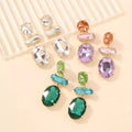 Elegant Diamond Earrings Geometric Pendant Earrings Exaggerated Contrast Faceted Diamond Earrings for Women Girls