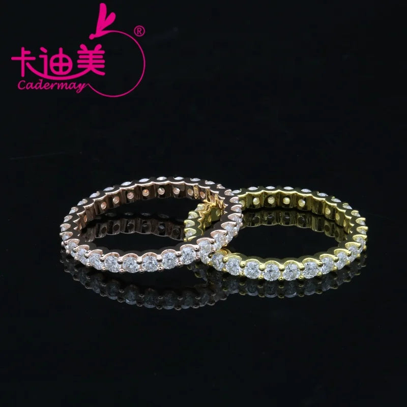 2mm Moissanite Full Eternity Ring Band 925 Sterling Silver DEF Color VVS Round Moissanite Diamond Rose Gold Plated Ring Jewelry