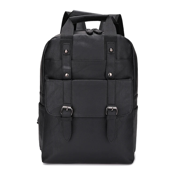Oem Retro Plain Smell Proof Fashion Multifunction Black Small Boys Backpack Leather