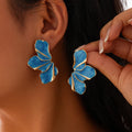 Multi Color Big Flower Stud Earrings for Women Trendy Ladies Daily Accessories on the Ear 2024 Fashion Jewelry Female Girls Gift