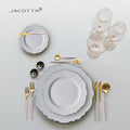 New Arrival Ceramic Gold Rim White Dinner Plate Set with Coffee Cup Saurce