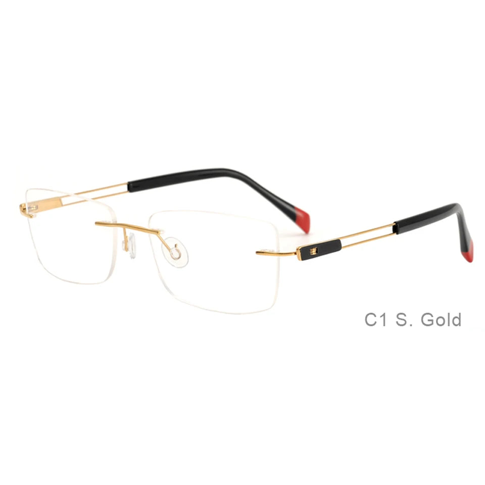 Good Quality Custom Logo Square Rimless Titanium Eye Optical Frame