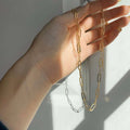 Plated Simple Paper Clip Chain Choker Necklace Jewelry Wholesale Gold Stainless Steel Necklaces Trendy Women's Geometric