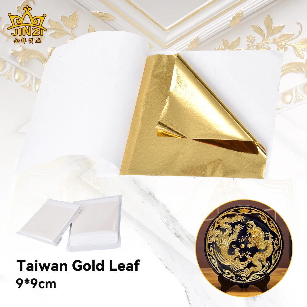 Factory Direct Sale Home Furniture Gilding Gold Leaf  9*9Cm Taiwan Imitation Gold Leaf Sheet Foil for Art Decoration