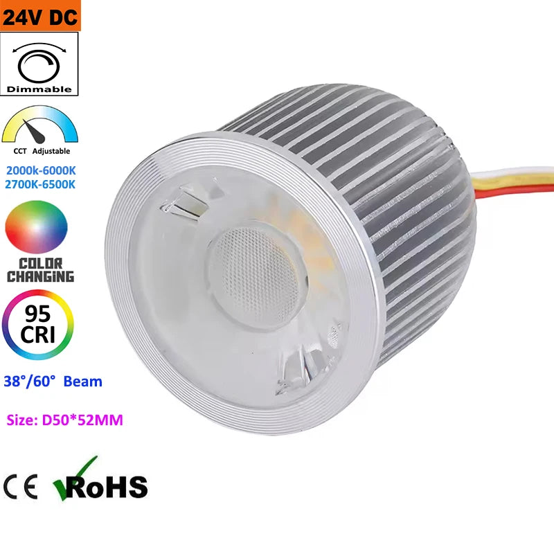 Benory 24V KNX DALI PWM Loxone Tree RGBW Spot 8W Tunable White 2000k-6000k RA95 MR16 Module DMX 0-10v Dimmable LED Spotlights