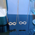 Cool Fashion Gold Plated Bowknot Necklace Simple Luxury Stainless Steel Sparkle Zircon Infinity Necklace to My Daughter