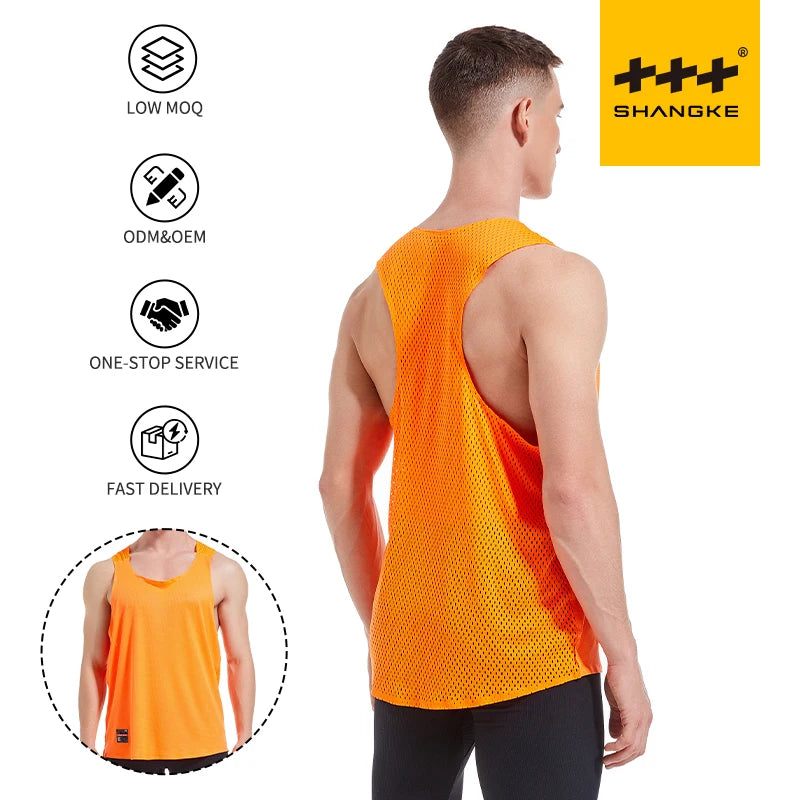Breathable Lightweight Sporty Gym Tank Top Seamless Vest Custom Made Sleeveless T-shirt with Print MegaBDM