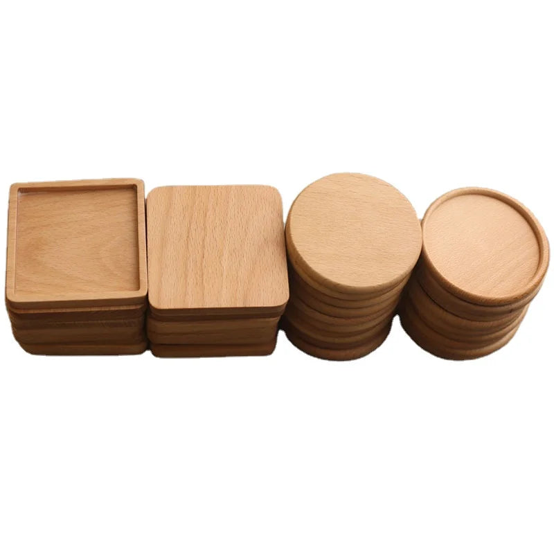 Factory Cup Mat Bulk Natural Wooden Coasters with Laser Engraving Logo Wood Coasters Walnut Bamboo Custom Logo Square Blank Gift