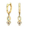 Gemnel Fashion 925 Silver 18k Gold Plated Diamond Opal Marquise Drop Hoop Huggie Earring