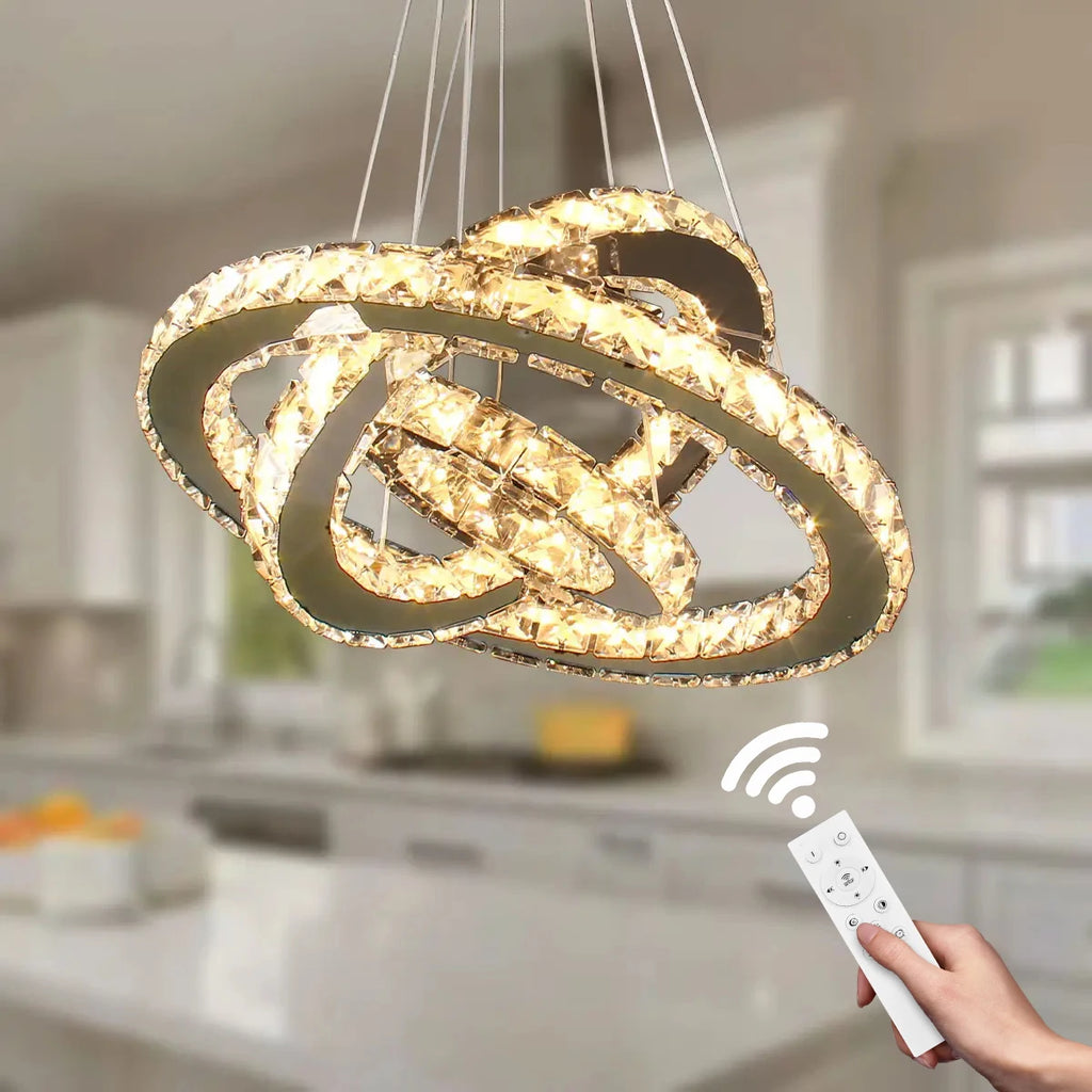 Contemporary Modern LED Chandelier for Home Decor K9 Crystal Remote Control Middle Sized Contemporary Modern Home Chandelier