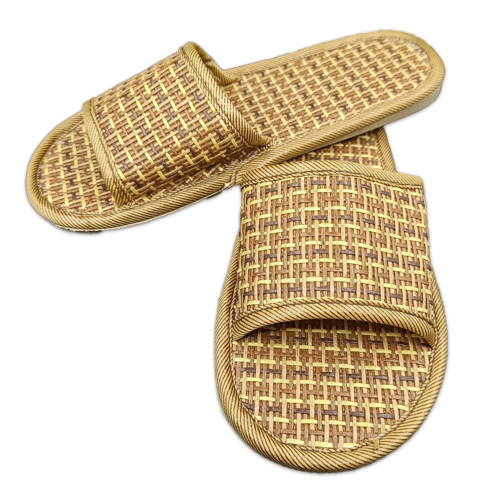 Bamboo and Rattan Cool slippers Wicker Sweat-absorbing slippers Spring and Summer Breathable slippers Hotel Hotel slippers