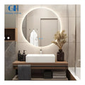 Modern Round LED Bathroom Mirror with Aluminum Lenses Dimmable Light Touch Switch Wall-Mounted for Hotel Use