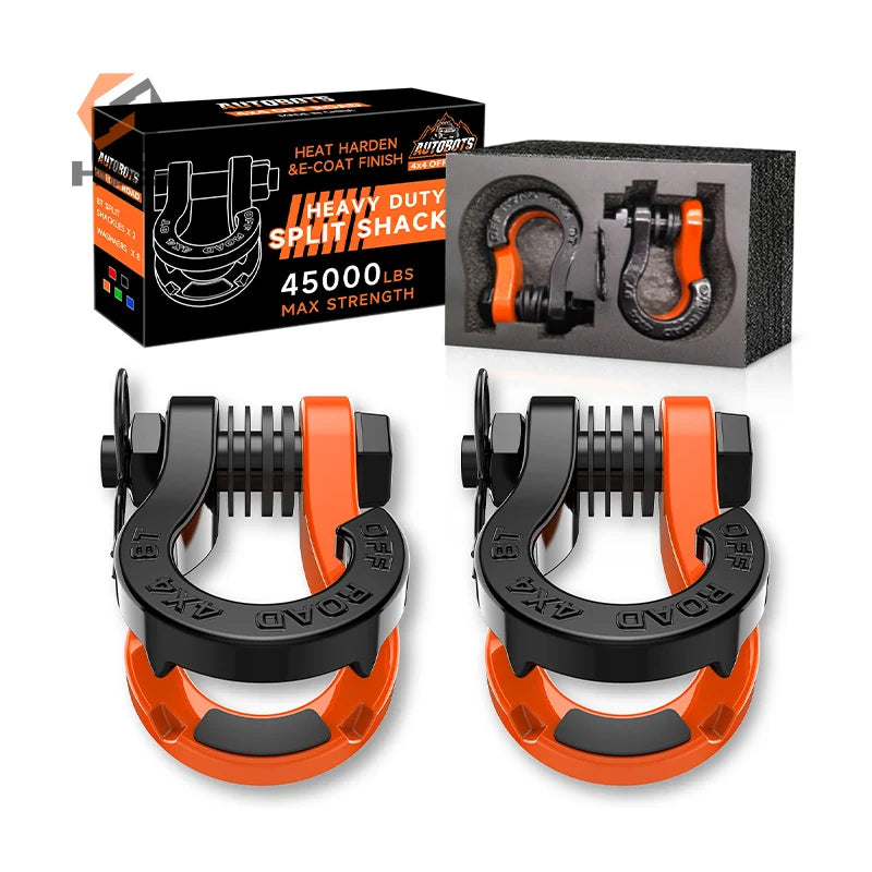 Custom Black Split Trailer Shackle Heavy Duty Forged Truck 3/4" Jowl Split Shackle for Towing