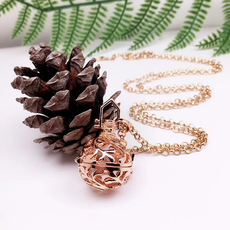 80cm Chain Balle Bali Pregnancy Ball Mexcian Pendant Bola Aromathepy Esseential Oil Diffuser with Sea Grass Charm