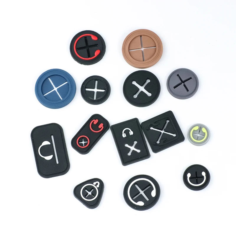 Best Selling Custom Black PVC Headphone Patch 3D Sew-On Earphone Port Hole Patches for Clothing