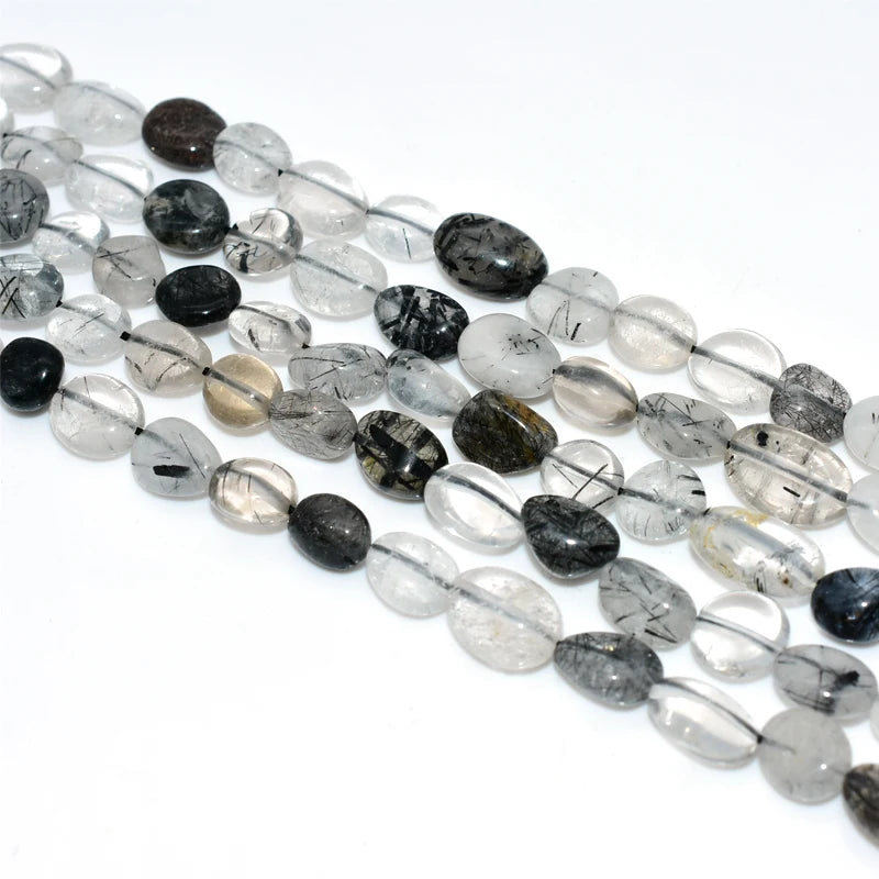 Wholesale Natural Black Hair Quartz Loose Gemstone Beads 6*8/8*10mm Stone Beads for DIY Jewelry
