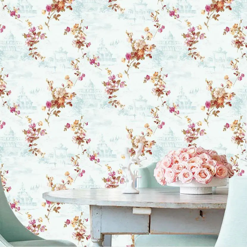 Romantic Fresh Blue Flower WallpapersBeauty SalonsClothing StoresBedrooms Background Rustic Florals Wall Paper Room Decor