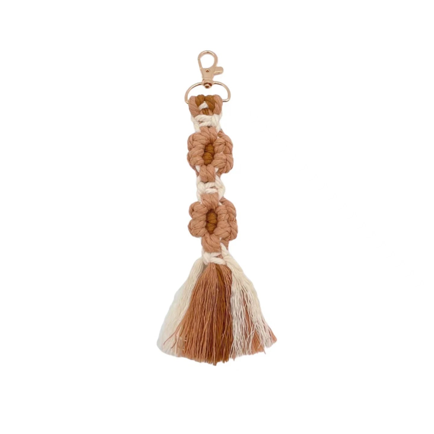 Boho Macrame Daisy Wristlet Keychain Cute Car Holder Bag Pendant Gift Handmade Tassel Rope Flower Keychain