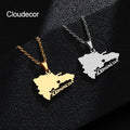 Trendy Fancy Stainless Steel Heart Pendant Necklace Dominican Republic Map Fashion Jewelry Focusing on North America Country