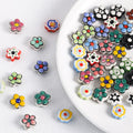 Wholesale Hand-Painted Cartoon Flower Ceramic Beads Loose Porcelain Pink Clay Beads for Jewelry Making Findings