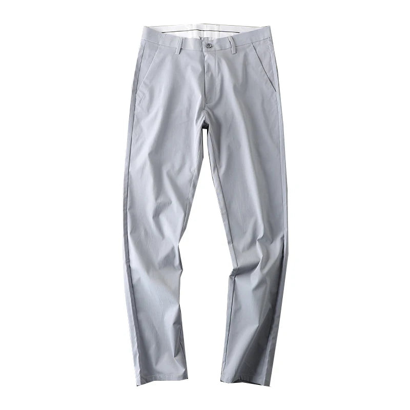 Summer Thin Joker Men's Slim Pants Solid Color Business Casual Pants Small Straight Fashion Urban Men's Pants.