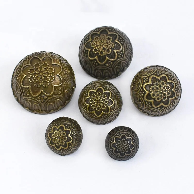 Deepeel D2-6 12.5-23mm Clothing Accessories DIY Sewing Material Women's Vintage Engraved Button Bronze Metal Mushroom Button