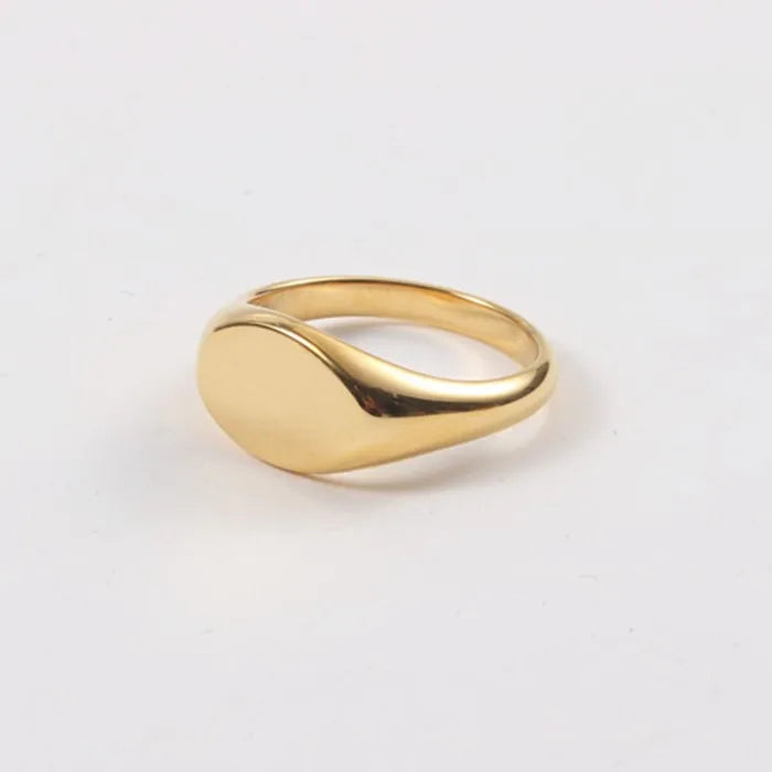 Cheap Women Jewelry Polished Stainless Steel Oval Shape Signet Ring