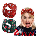 Christmas Hair Accessories XMAS Tree Print Headband Cross Stretch Hair Bands As Gift