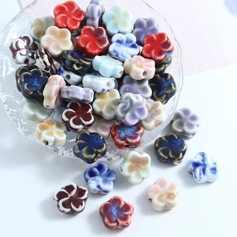 Dainty 15.5mm Colorful Ceramic Clay Bead Handmade Small Daisy Loose Bead Charm for DIY Bracelet Necklace Jewelry Accessories