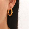 New Style Dainty 18K Gold Plated Stainless Steel Jewelry Waterproof Simple Earrings for Women