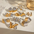 High-End Stainless Steel Contrast Color Hoop Earrings Silver Gold Mixed Ear Studs with Titanium Steel Non-Fading Jewelry