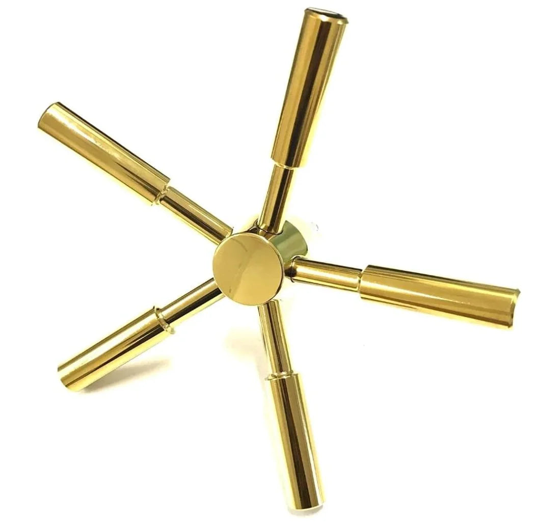 Modern 5-Spoke Gold Vault Door Handle with Euro Profile Cylinder Lock Escutcheon for Gun Safes by Mosler and Other Mosler Safes