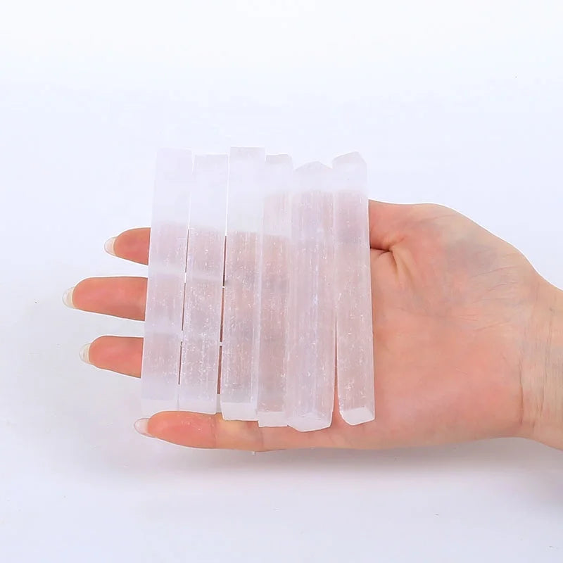 Wholesale Customizable Size Natural 4" Selenite Sticks Set 10 Pcs for Healing Selenite Chakra Stones Set