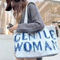 Designer Women Fringe Words Canvas Tote Bag Jean Ladies Shoulder Shopping Bag
