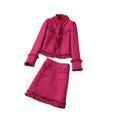 Guangzhou Auyan French Style Famous Lady Tweed Crop Blazer Women Plus Size Tweed Skirt Girls Tweed Set