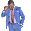 Blue Handsome Casual 2 Piece Suit for Men Wedding Tuxedos Notched Lapel Groomsmen Men Suits Business Party Prom Blazer