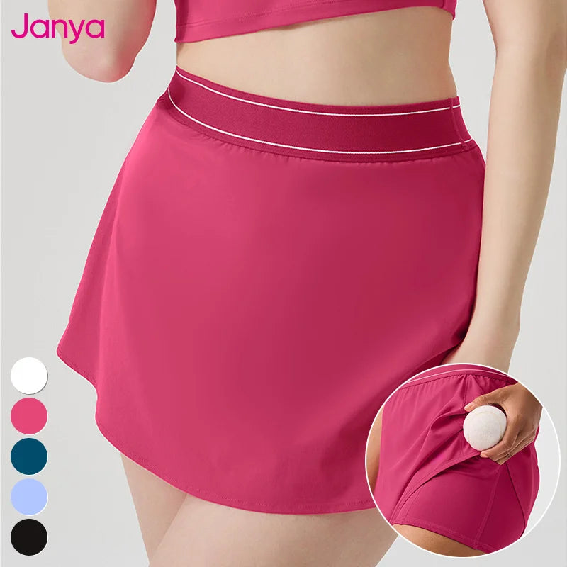Janya Custom Logo Fitness Wear Breathable Athletic Clothing Women 2-in-1 Sports Skirts Shorts Golf Tennis Skirt Pockets Adults