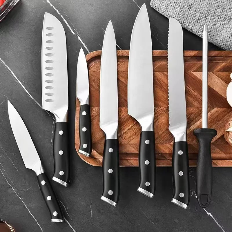 Japanese Style Kitchen Knife Set Handmade Stainless Steel Chef Carving Knife 3.9 Inch Bamboo ABS Handle Ambidextrous Brushed