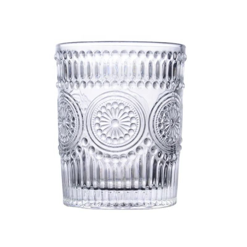 Gold Rimmed Lead Free Glass Nordic Style Antique Glass  Sunflower Water Juice Drinking Glass for Home glassware